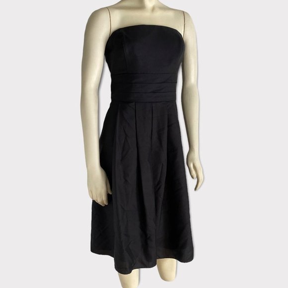 size 8 dress Ann Taylor strapless 100%‎ silk sheath black midi y2k - Picture 10 of 13